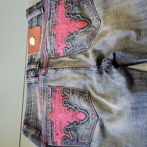 Antik Denim Boot Cut Jeans - Dark Gray with Pink Accents - Picture 1 of 10